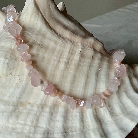 Pink and Purple Heart Shaped Necklaces with natural stones - Picture 7 of 15